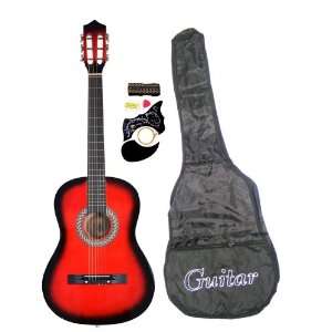  Red 38 Beginner Acoustic Guitar with Gig Bag Case, Strap 