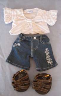 Build a Bear Outfit Clothes Clothing Girls Bell Bottom Jeans Top 