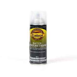 Cans of Cabot SATIN Polyurethane Spray Finish 8012  