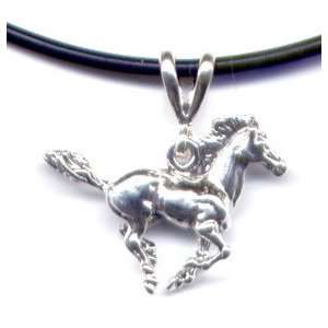  15 Mustang Black Necklace Sterling Silver Jewelry