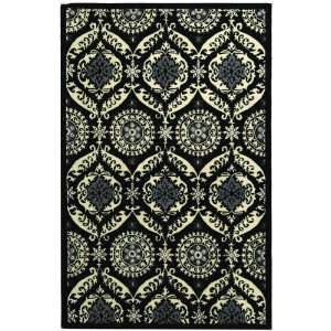  Hand Hooked Black and White Wool Area Rug 3.00 x 3.00.