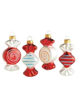   Glass Wrapped White Red Hard Candy Sweets Christmas Ornament  