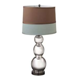 Silver Lamp With Brown Blue Shade 100W Max Glass and Metal 