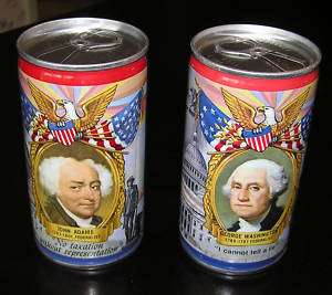 Lucky Bicentennial Beer Cans  John Adams & Washington  