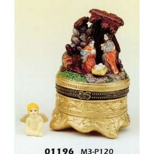 Porcelain Hinged Boxes Nativity Birth of Jesus Christ Keepsake Trinket 