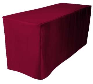 Fitted Polyester Table Cover Tablecloth   BURGUNDY RED  