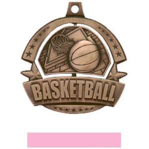   Awards Spinner Basketball Medals M 720B BRONZE MEDAL/PINK RIBBON 2.25