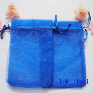 100 10cm*15cm Blue Organza Wedding Xmas Gift Bag Pouch  
