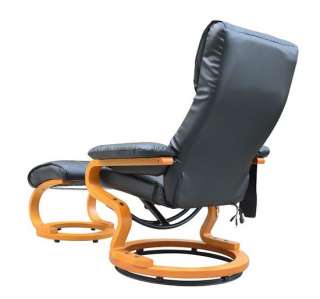   Black Leather PU TV Office Recliner Massage Chair With Ottoman  