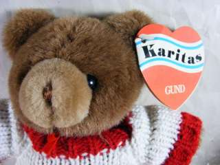 GUND Karitas Tender Teddy Brown Bear in Sweater NWT 8  