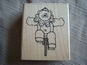 Rubber Stamp DOTS Circus Animal Bear Clown Bicycle Hat  
