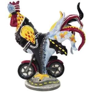   Roosters Rule the Road Ceramic Figurine, 10 Inch