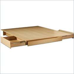   Queen Platform Storage Bed Frame Only in Natural Maple Finish [56745