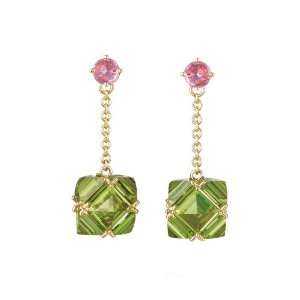    Paolo Costagli Peridot & Pink Sapphire Chain Drop Earrings Jewelry