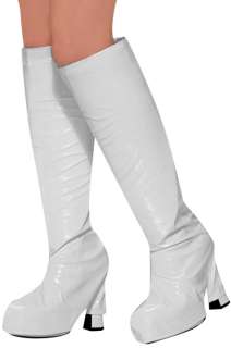 Womans White 60s Style Hippie Go Go Costume Boot Covers  