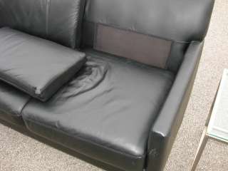 Elite Furniture Black Leather 7 Couch & Glass Tables  