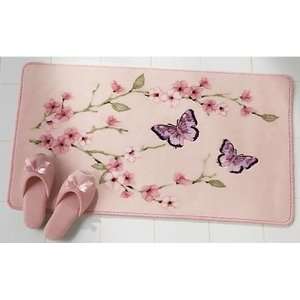  Cherry Blossom & Butterflies Non Slip Bath Rug