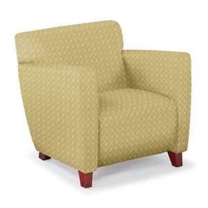   Edge Fabric Club Chair Navy Gold Fabric/Cherry Legs