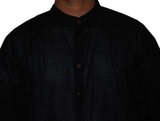 New Cotton Black Yoga Boho Shirt Men Kurta Casual Wear  