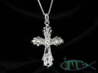 Sterling Silver Diamond Cut Crucifix Pendant/Necklace  