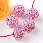 5x 10mm Pink Crystal Rhinestone Disco Ball Loose Spacer Beads Findings 