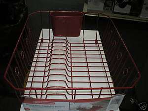 NEW RUBBERMAID LARGE SINK DISH DRAINER STORAGE RACK RED  