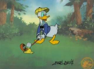 Donald Duck Plays Golf Hand Signed Disney Sericel COA  
