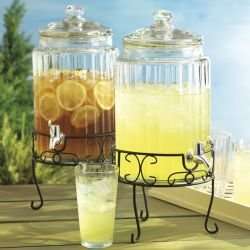 Ribbed Glass Beverage Dispenser with Stand 1.5 Gallon  
