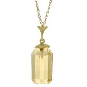    14k Gold Pendant Necklace with Genuine Bullet Cut Citrine Jewelry