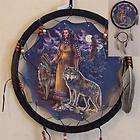 13in Indian Woman Wolves Dream Catcher Reproduction