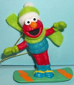 Sesame Street Ornament   Elmo on Snowboard  