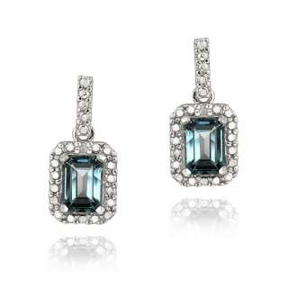 925 Silver 2.5ct London Blue Topaz & Diamond Dangle Earrings  