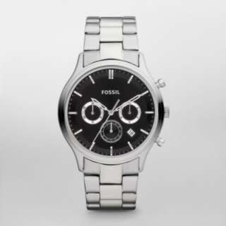 New Fossil FS4642 Ansel Stainless Steel Black Dial Mens Watch in 