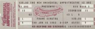 FRANK SINATRA 1983 TOUR UNUSED UNIVERSAL CITY TICKET  