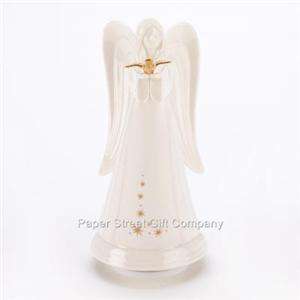 White PORCELAIN ANGEL with Gold Dove Wind Up MUSICAL STATUE 