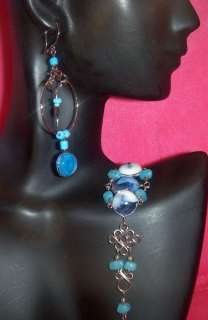 BLUE DESIGNER MURANO GLASS BRACELET & EARRINGS SET  