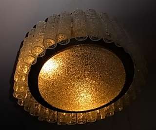 Mid Century 60´s Doria Flushmount Brass Glass Tube Lamp  