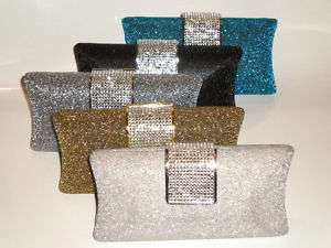 Glitter HARD CASE CRYSTALS EVENING PARTY CLUTCH BAG  