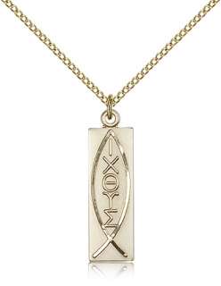 12K Gold Filled Fish Icthus Christian Pendant Necklace  