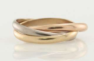   Designer 18k Gold Tri Color Gold Trinity Band Ring Size 5.5  