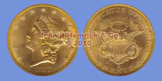 1857 S Liberty Head $20 PCGS MS65 S.S. CENTRAL AMERICA  