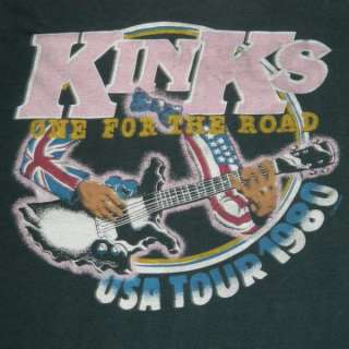 1980 THE KINKS USA VTG TOUR T SHIRT CONCERT FADED SOFT  