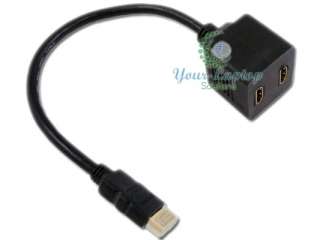 Gold HDMI Y Splitter Cable Adapter 1 Male to 2 Female Two Way 1080P 