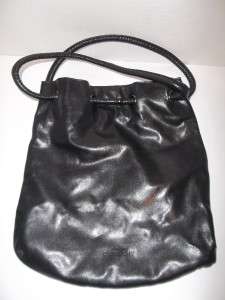  Parfums Black Faux Leather Purse Handbag Hobo Tote Shoulder Bag EUC