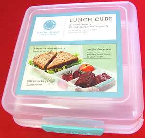 NEW MARTHA STEWART LUNCH CUBE CLEAR WITH TEAL LOCKING CLIPS  