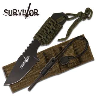   Tang Survival Fire Starter Hunting Camping Knife with Flint  