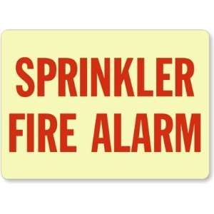  Sprinkler Fire Alarm (red on white) Glow Vinyl Sign, 14 x 