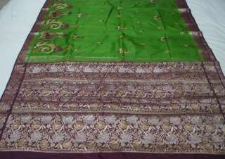 Indian Designer Art Silk Embroidered Taffeta Sari Dress Curtain Drape 