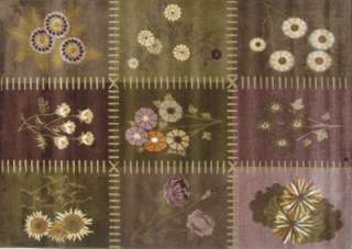 5x8 Brown Patchwork Flowers Quilt Plush Nylon Area Rug  
