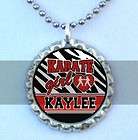 Zebra Karate Girl Personalized Flattened Bottlecap Necklace